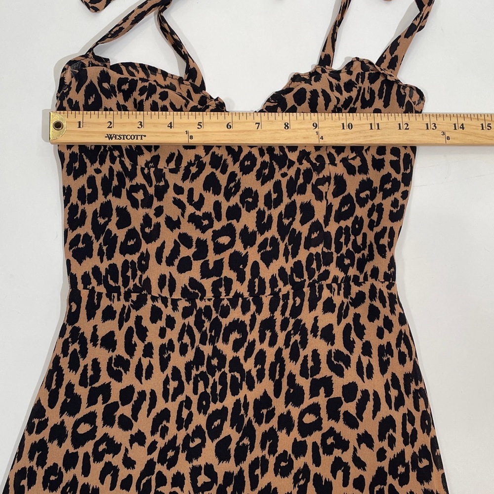 ReformationChristine Feline Leopard Print Mini Dress Size 0 EUC - Picture 9 of 12